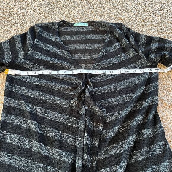 Chris & Carole Open Front Long Sleeve Lightweight Black Gray Cardigan - Picture 5 of 7